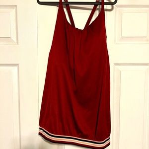 Burgundy and Black No-Wire Blouson Wrap Swim Tankini Top